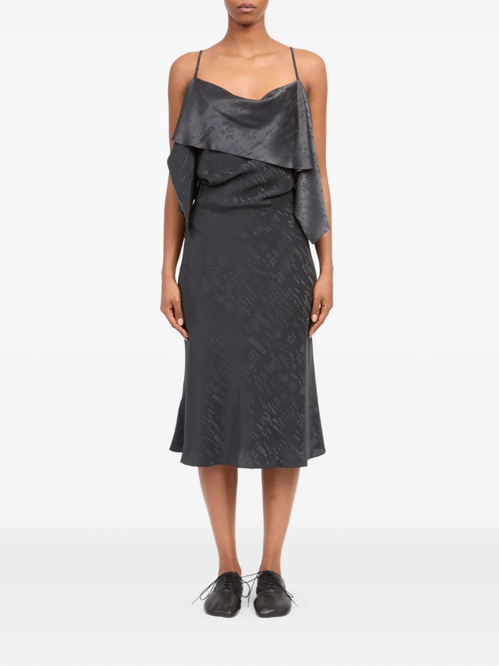 Mm6 Maison Margiela Ruffled Strap Midi Dress In Black