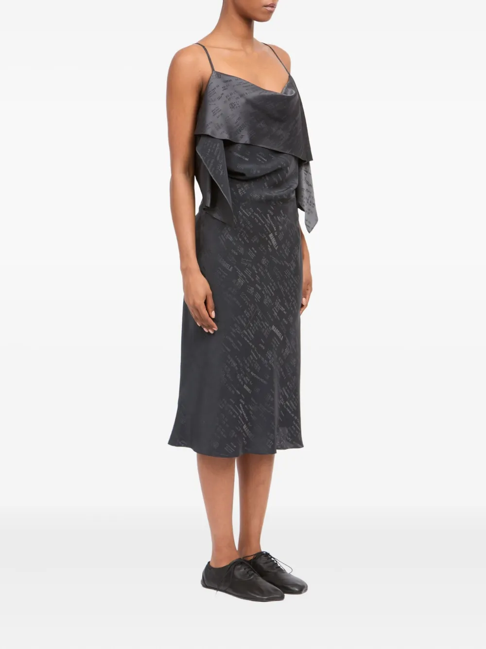Mm6 Maison Margiela Ruffled Strap Midi Dress In Black