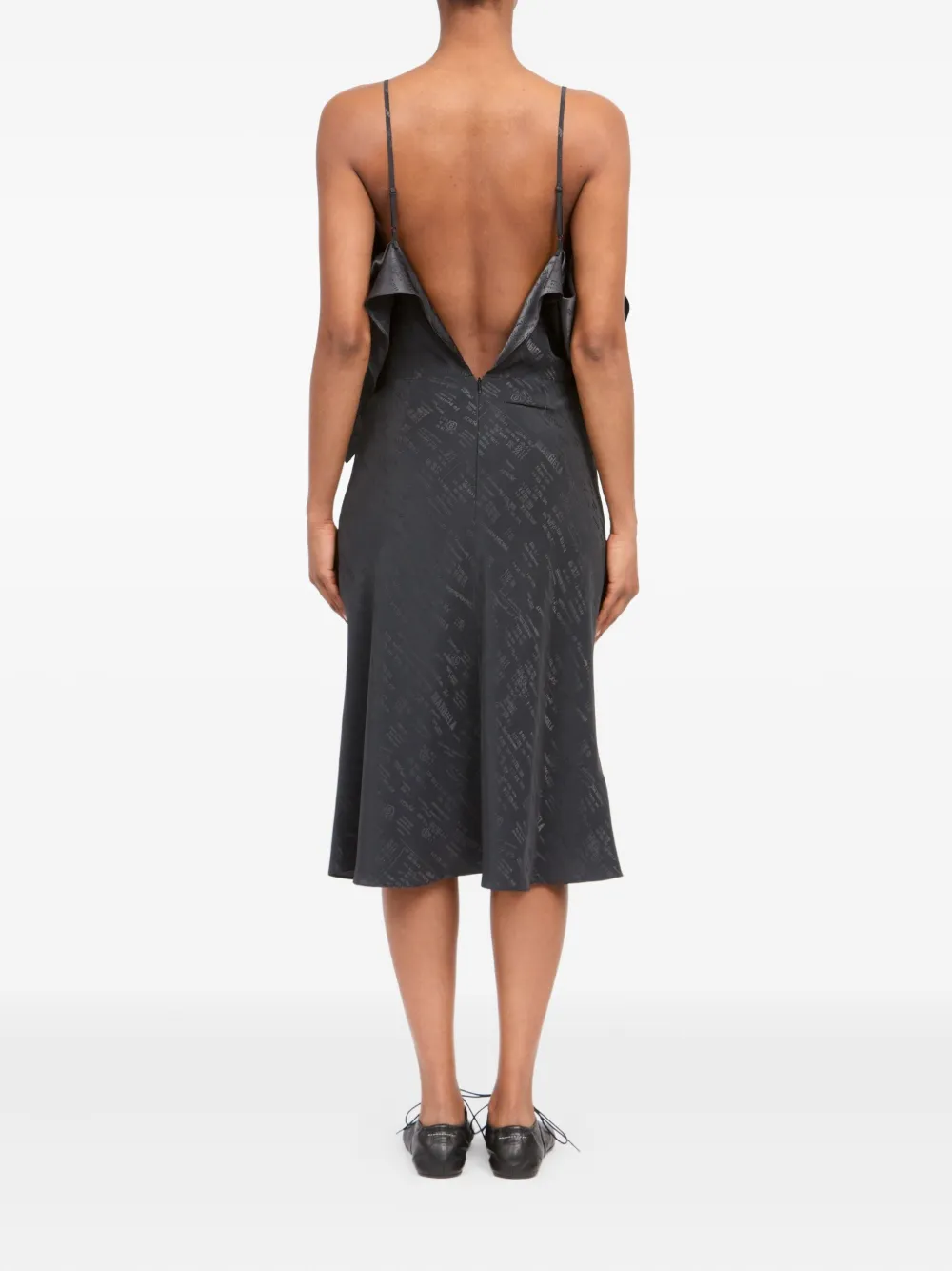 Mm6 Maison Margiela Ruffled Strap Midi Dress In Black