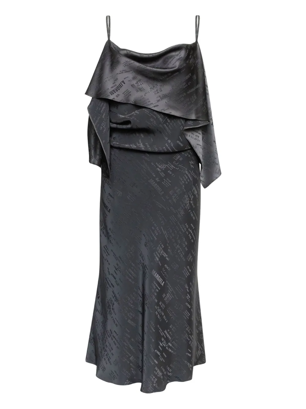 Mm6 Maison Margiela Ruffled Strap Midi Dress In Black