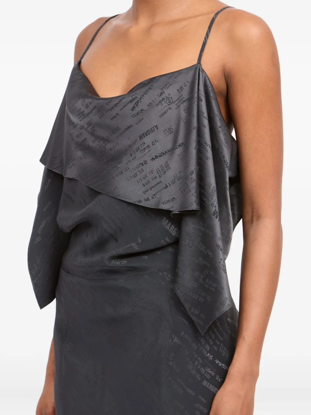 Mm6 Maison Margiela Ruffled Strap Midi Dress In Black