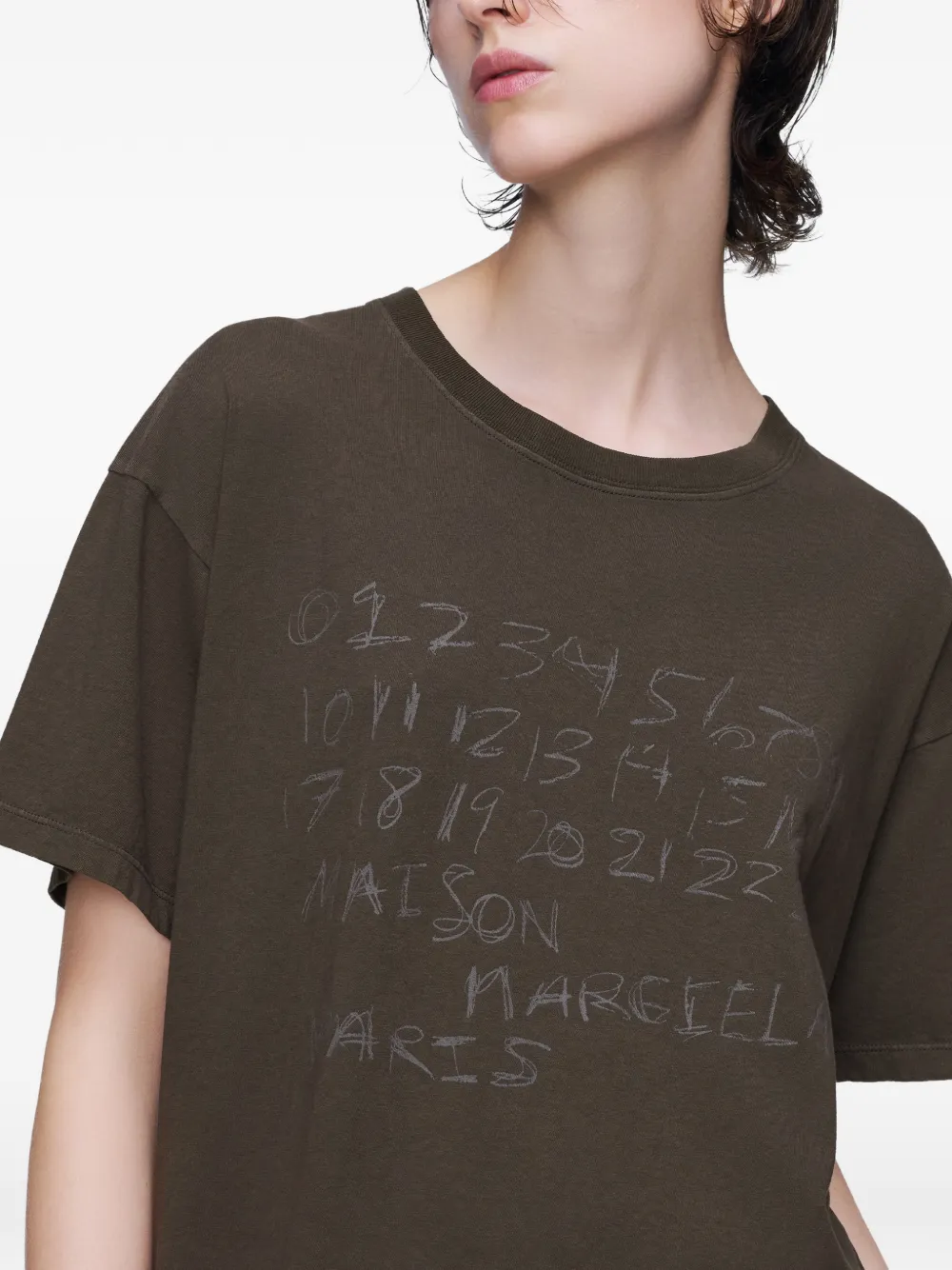 Maison Margiela Numbers-motif T-shirt In Brown