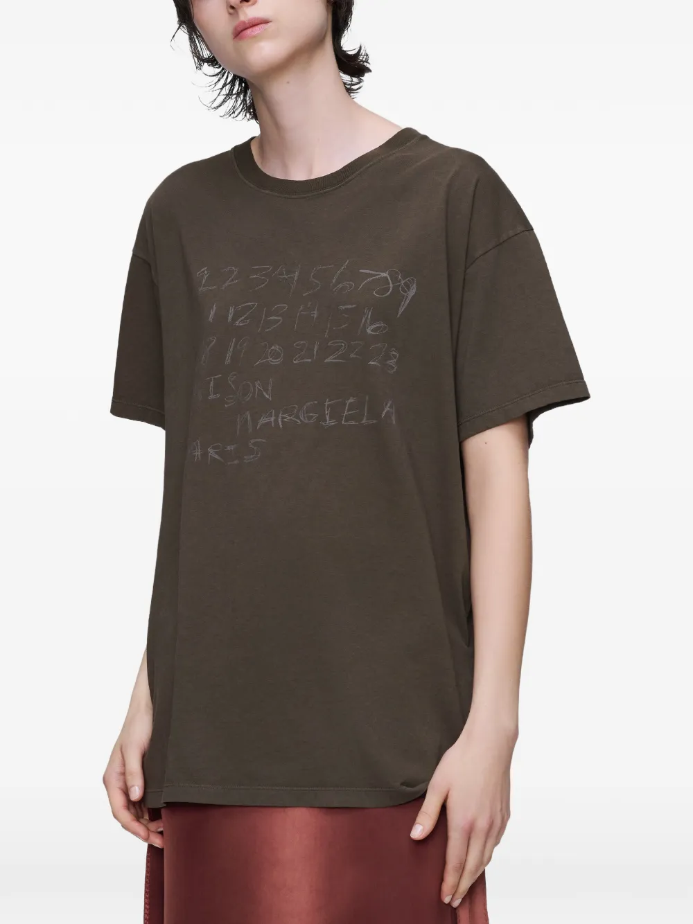 Maison Margiela Numbers-motif T-shirt In Brown