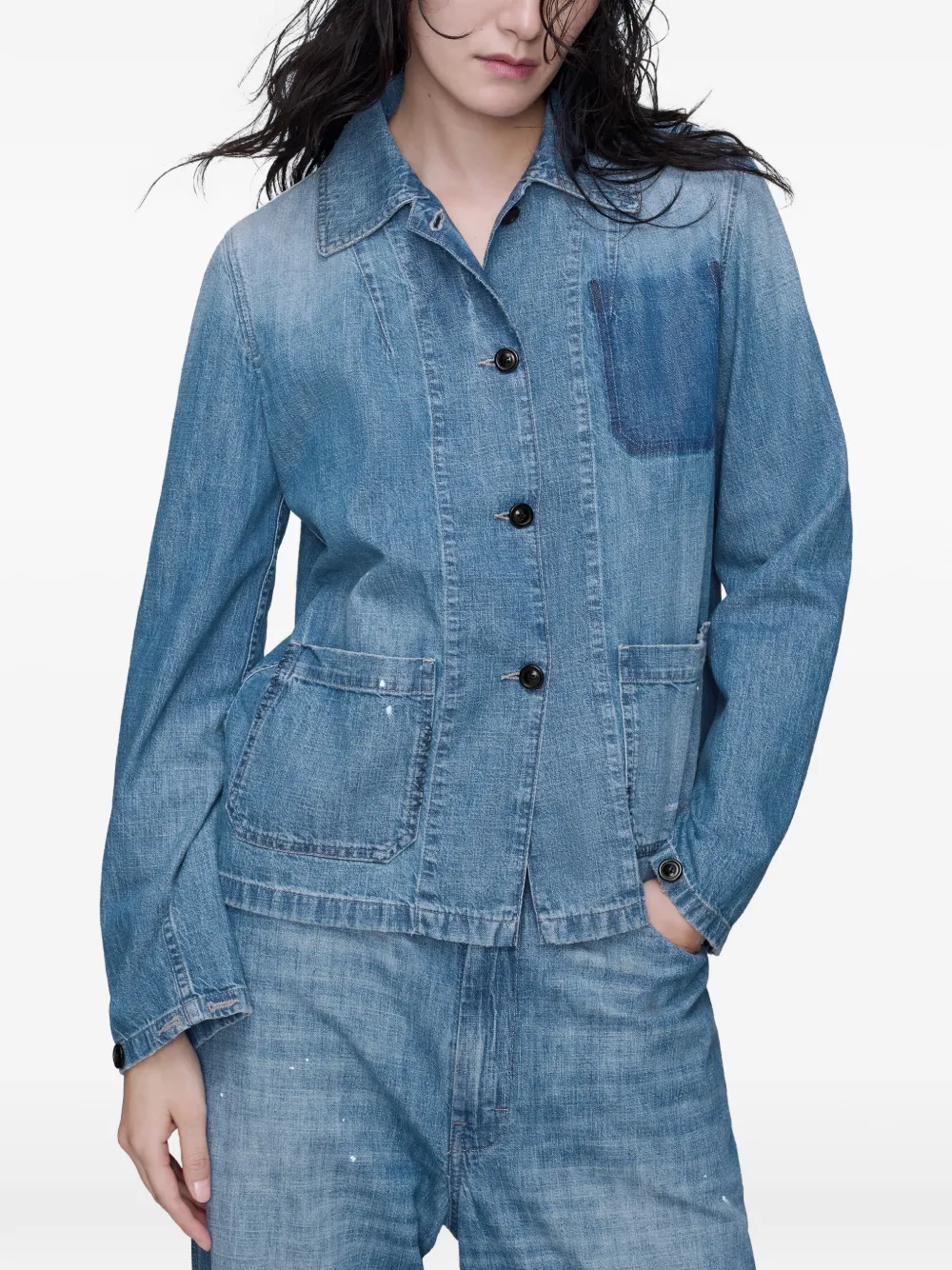  Maison Margiela Camisa Vaquera Con Botones - Azul 