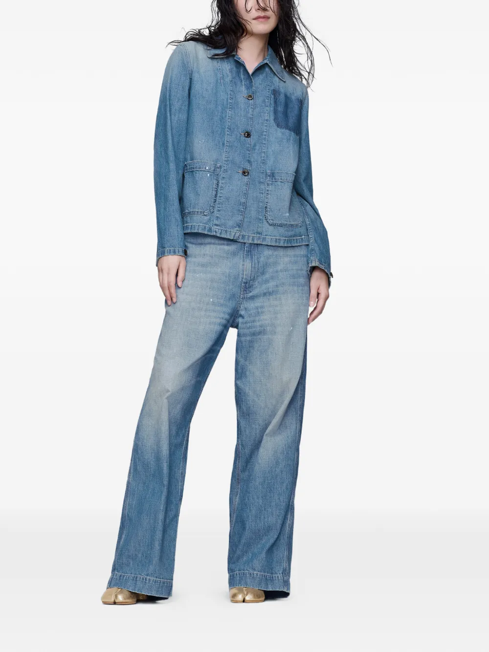  Maison Margiela Camisa Vaquera Con Botones - Azul 