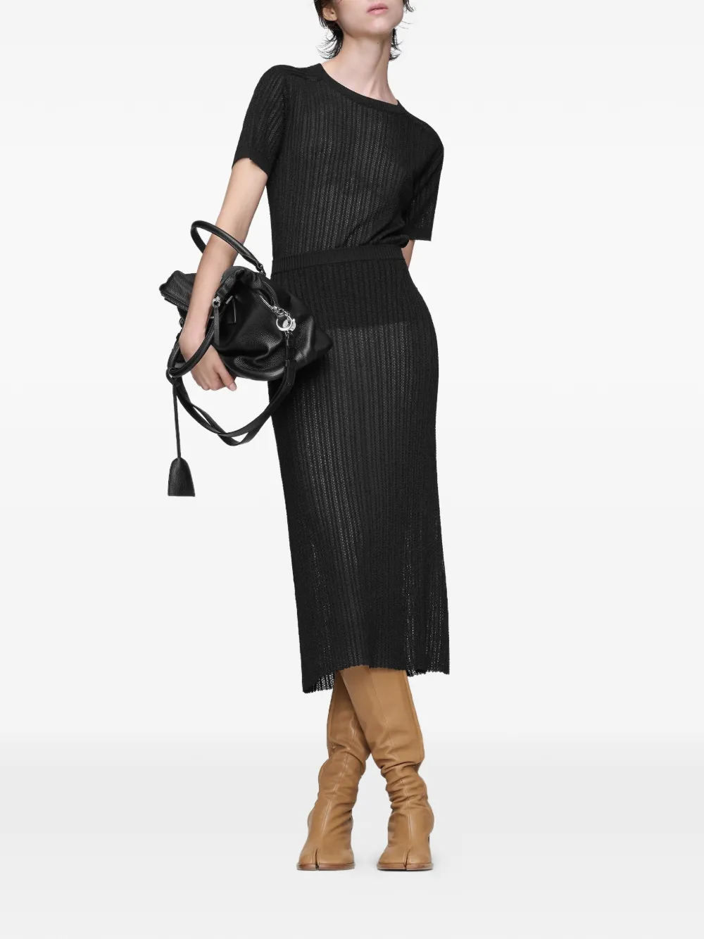 Maison Margiela slit midi skirt - Zwart