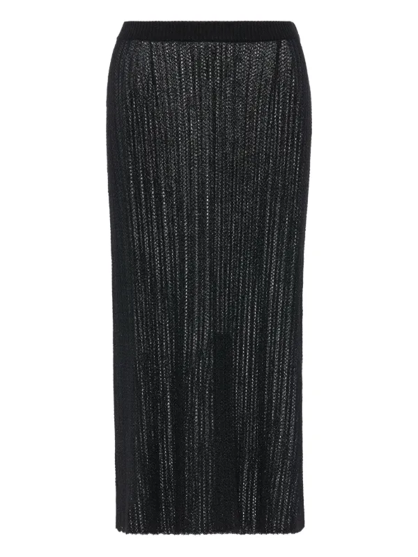 Maison Margiela Ribbed Knit Midi Skirt in Black