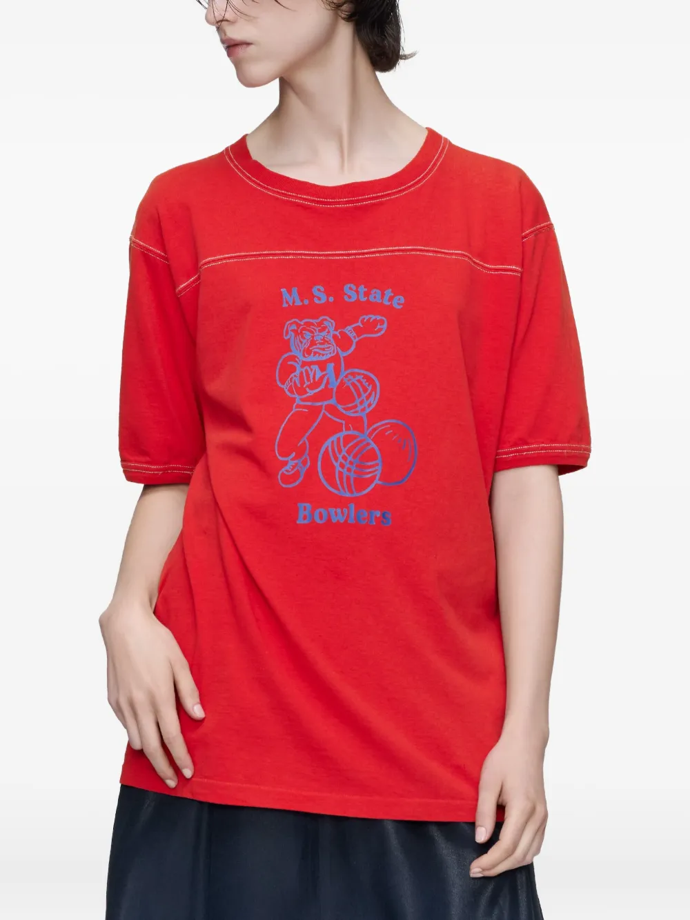 Maison Margiela Graphic-print Crew-neck T-shirt In Red