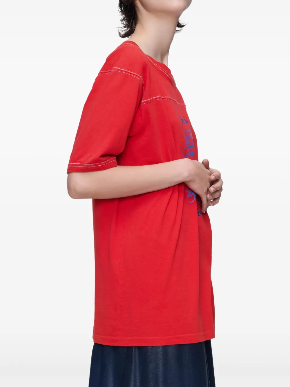 Maison Margiela Graphic-print Crew-neck T-shirt In Red