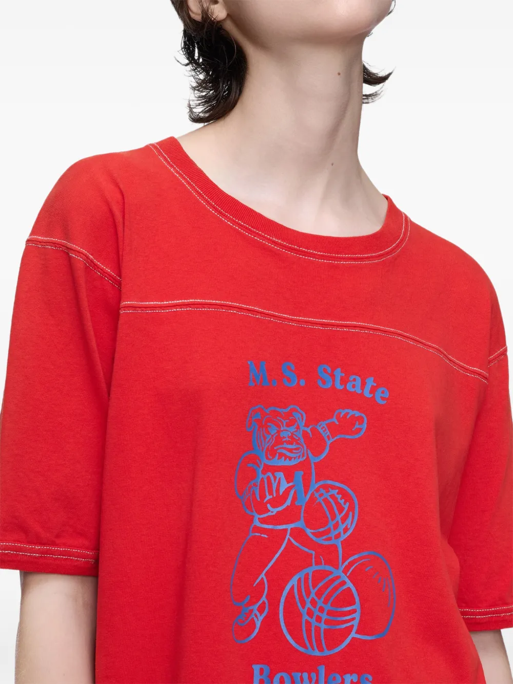 Maison Margiela Graphic-print Crew-neck T-shirt In Red