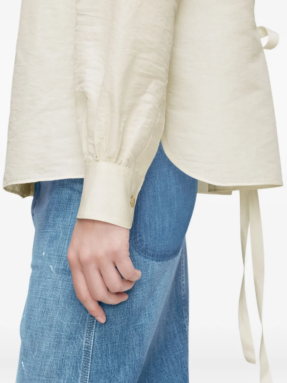 Maison Margiela Belted Long-sleeve Shirt In Neutral