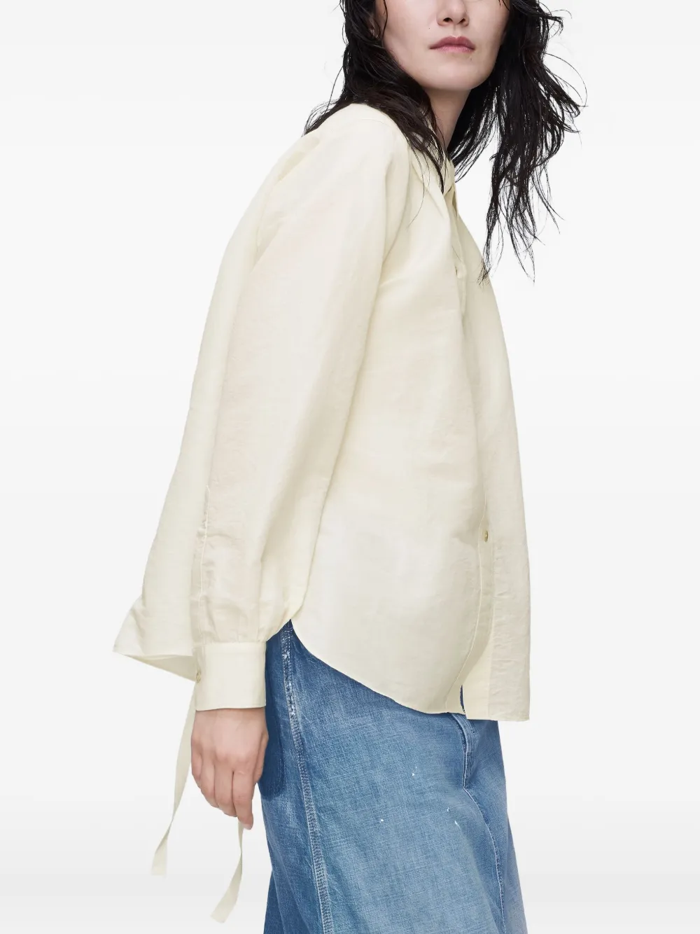 Maison Margiela Belted Long-sleeve Shirt In Neutral