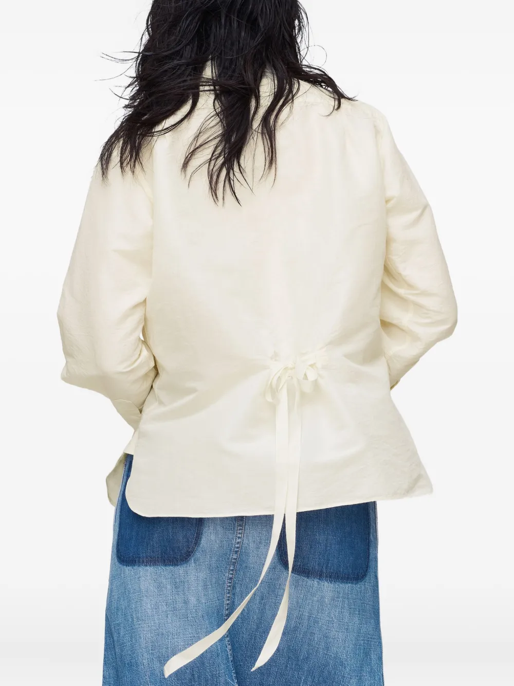 Maison Margiela Belted Long-sleeve Shirt In Neutral