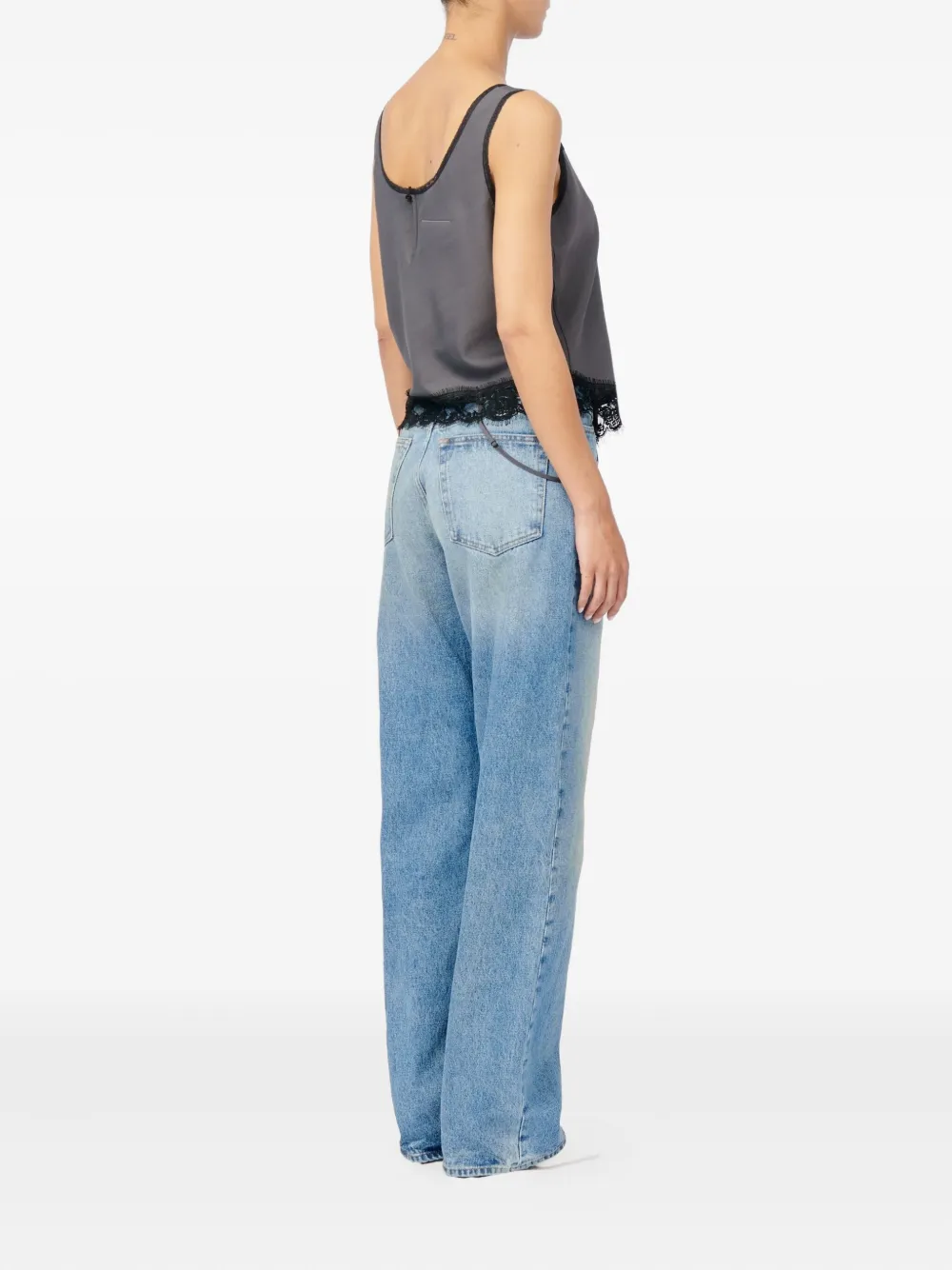 MM6 Maison Margiela Top met afwerking van kant Grijs