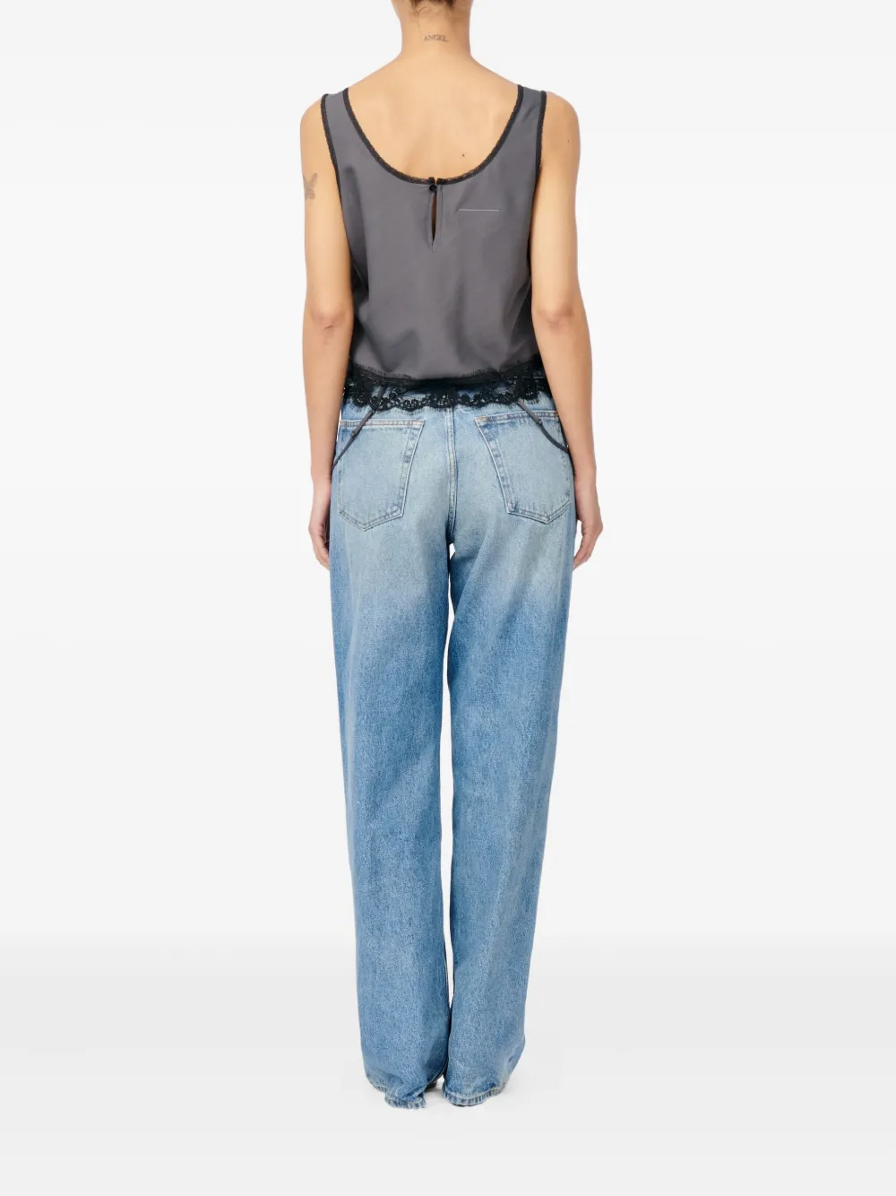 MM6 Maison Margiela Top met afwerking van kant Grijs