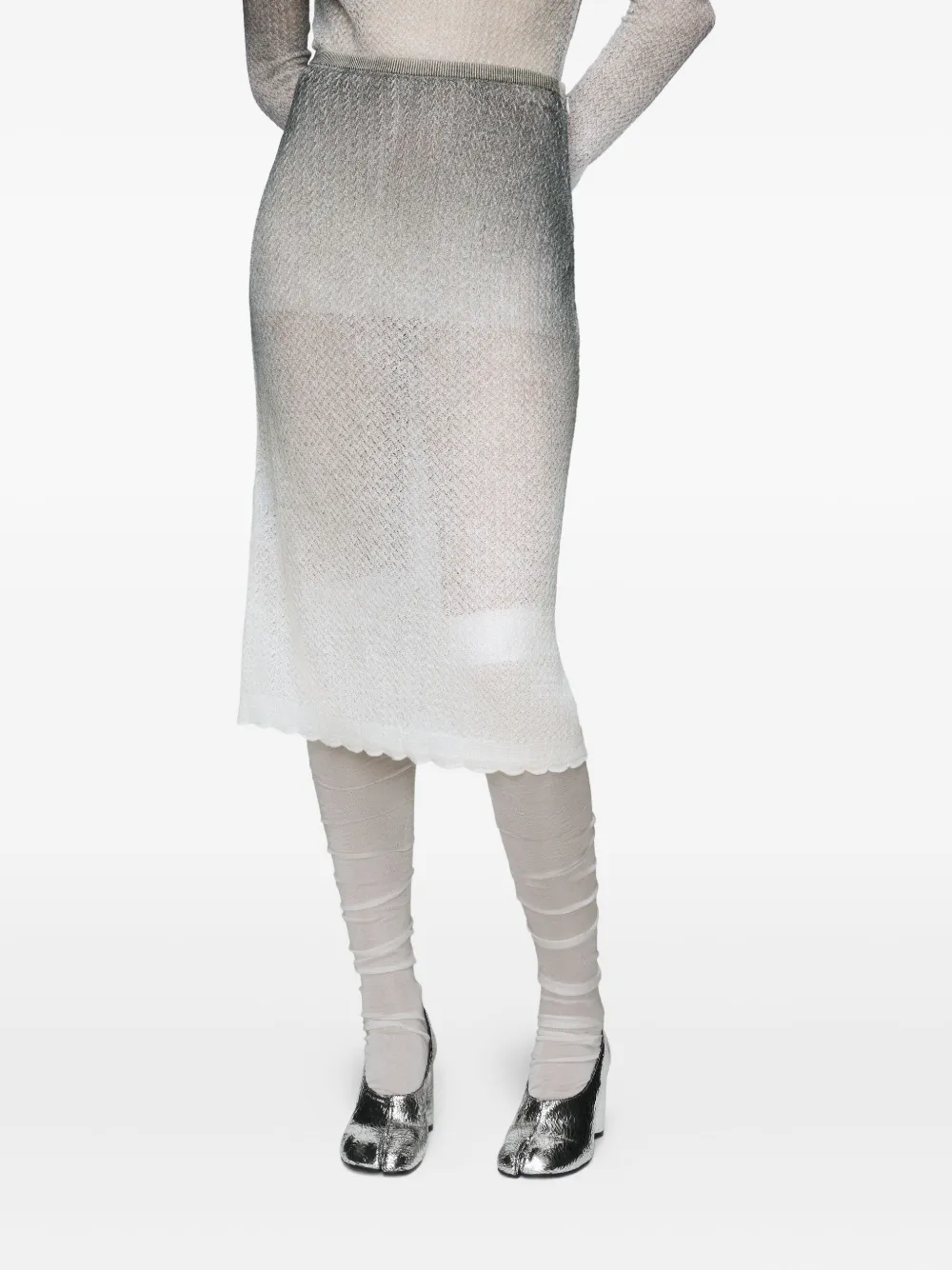 Maison Margiela Ombré-effect Midi Skirt In White