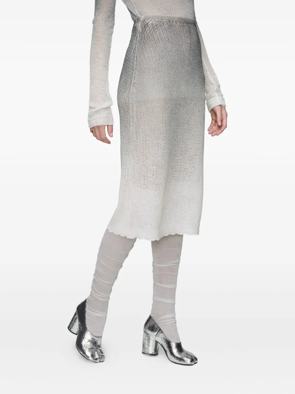 Maison Margiela Ombré-effect Midi Skirt In White