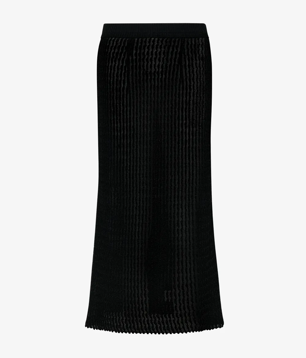 Maison Margiela Gonna midi in maglia a coste - Nero