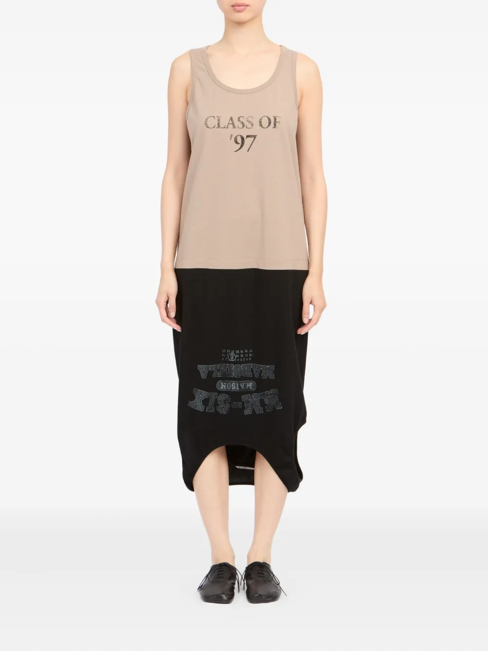 MM6 Maison Margiela Uitgesneden midi-jurk Beige