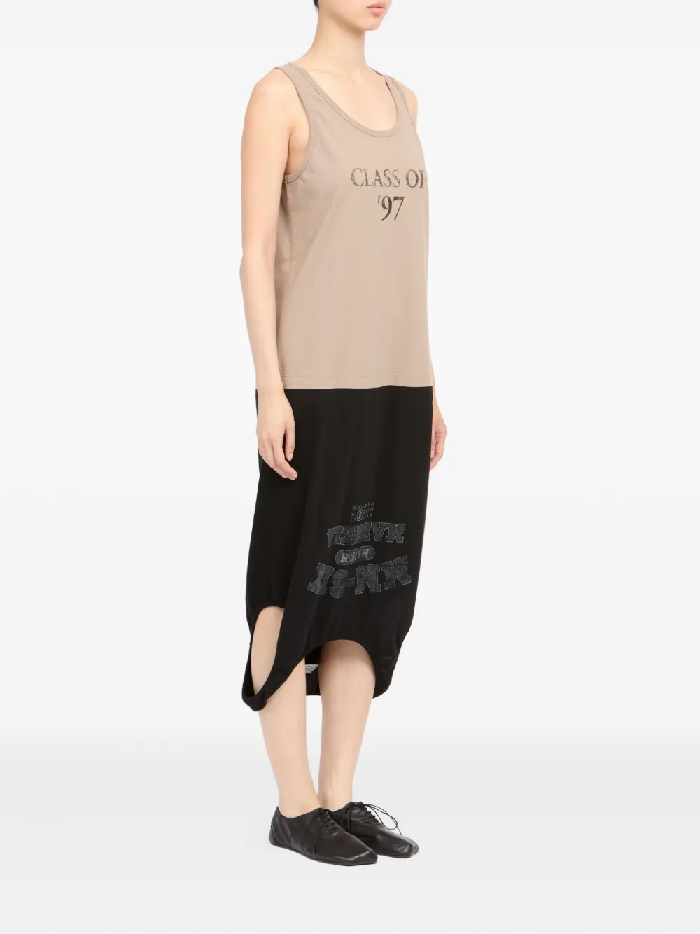 MM6 Maison Margiela Uitgesneden midi-jurk Beige