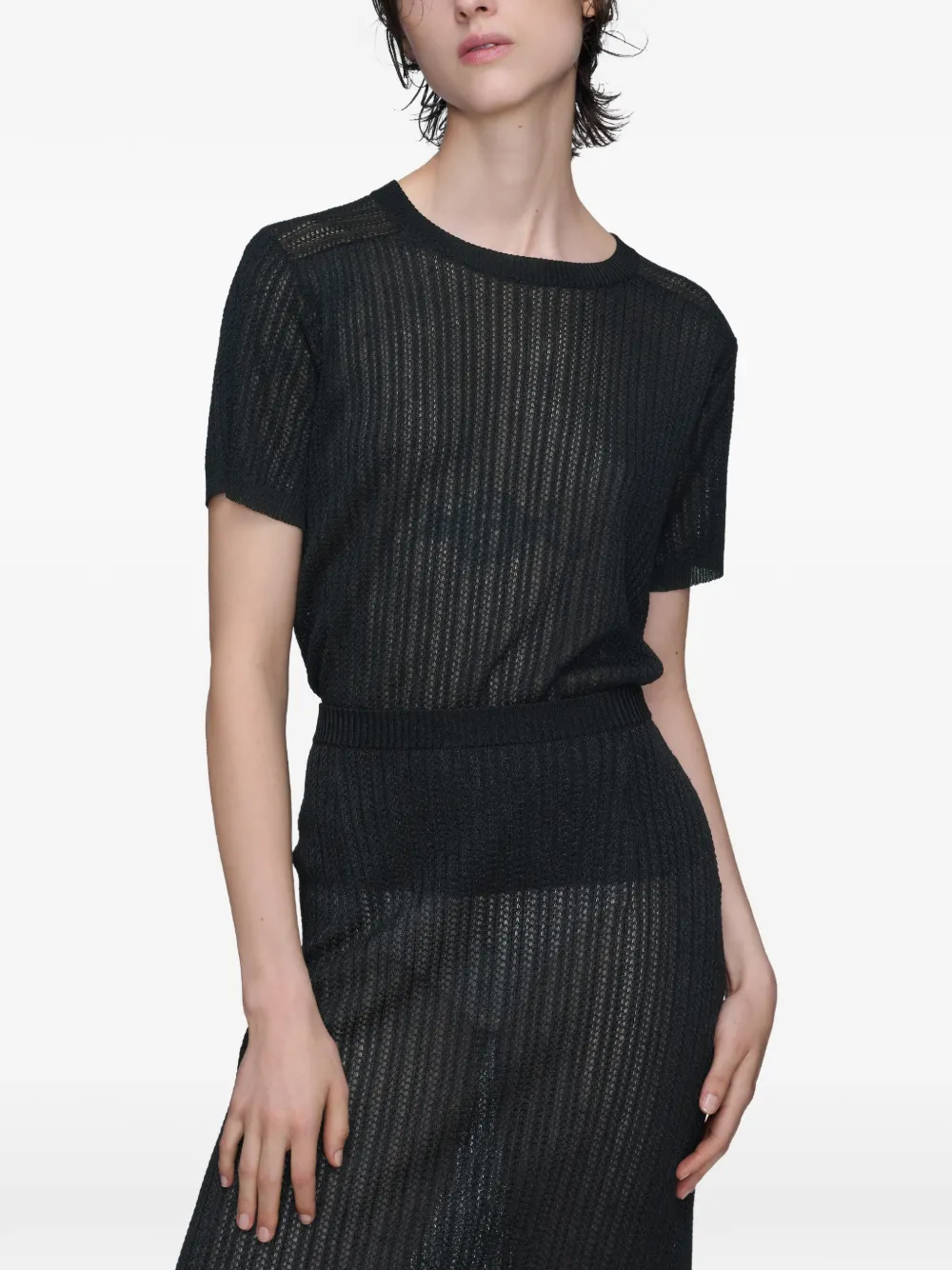Maison Margiela T-shirt met ronde hals en korte mouwen Zwart