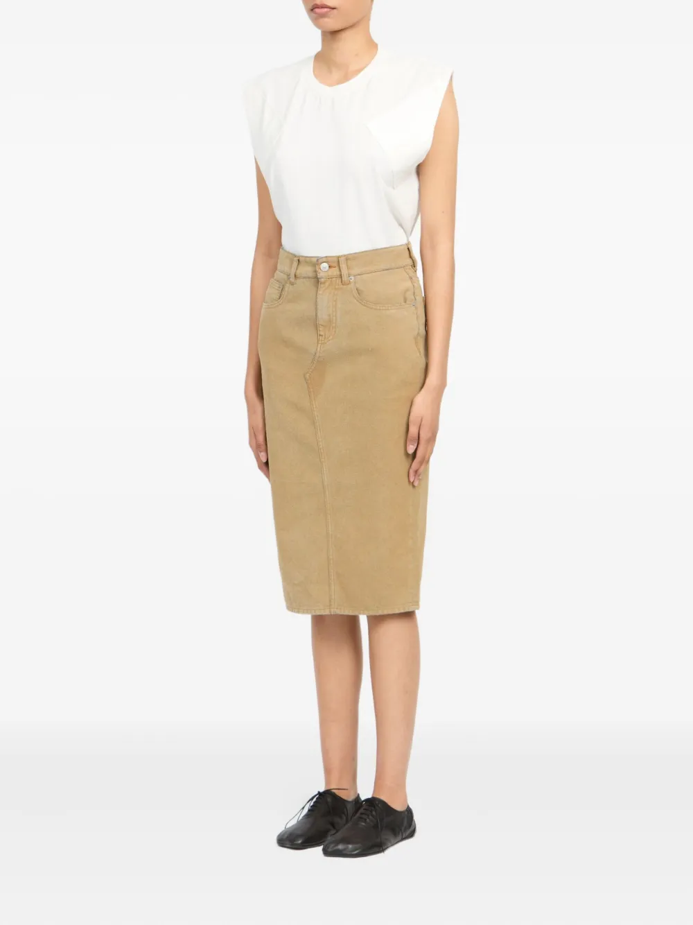  Mm6 Maison Margiela Seam Midi Skirt - Neutrals 
