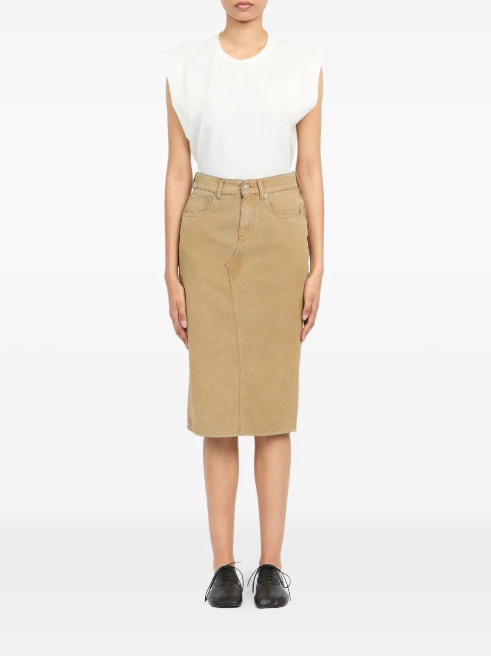 MM6 Maison Margiela Midi-rok met zoom - Beige