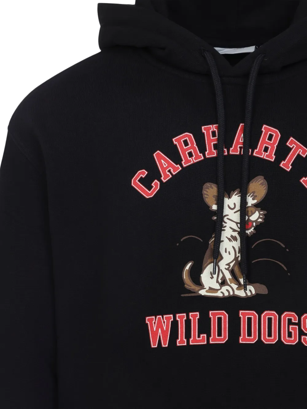 Carhartt Graphic Print Black Hoodie With Drawstring Hood And Ribbed Details In Black