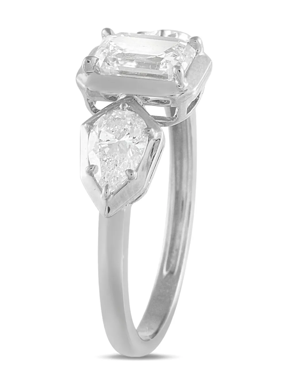 LB Exclusive 18K white gold diamond trilogy ring - Argento