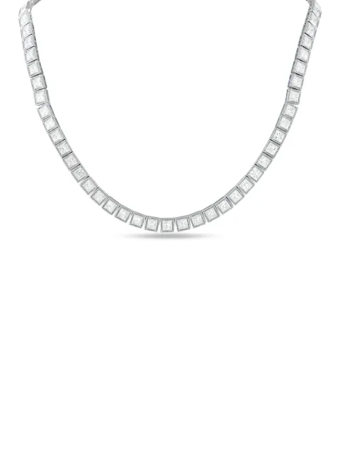 LB Exclusive 18K white gold square-diamond tennis necklace