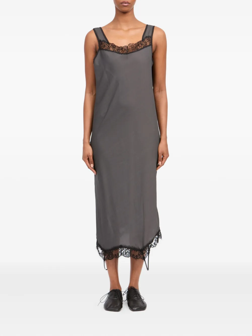 MM6 Maison Margiela Midi-jurk met kanten afwerking Zwart