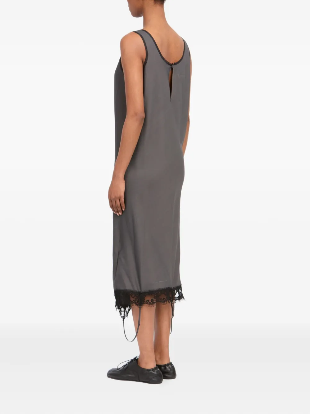 MM6 Maison Margiela Midi-jurk met kanten afwerking Zwart