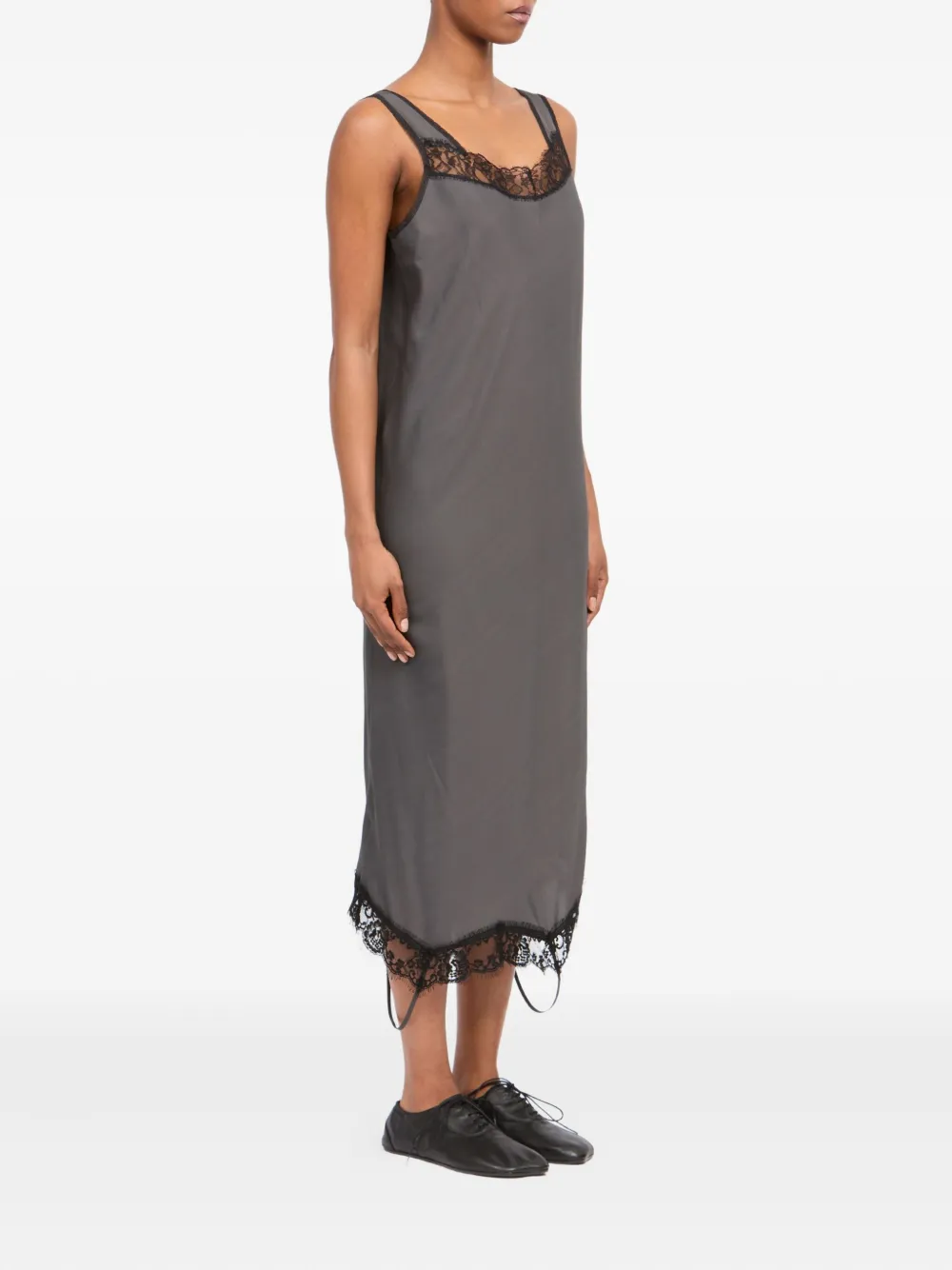MM6 Maison Margiela Midi-jurk met kanten afwerking Zwart
