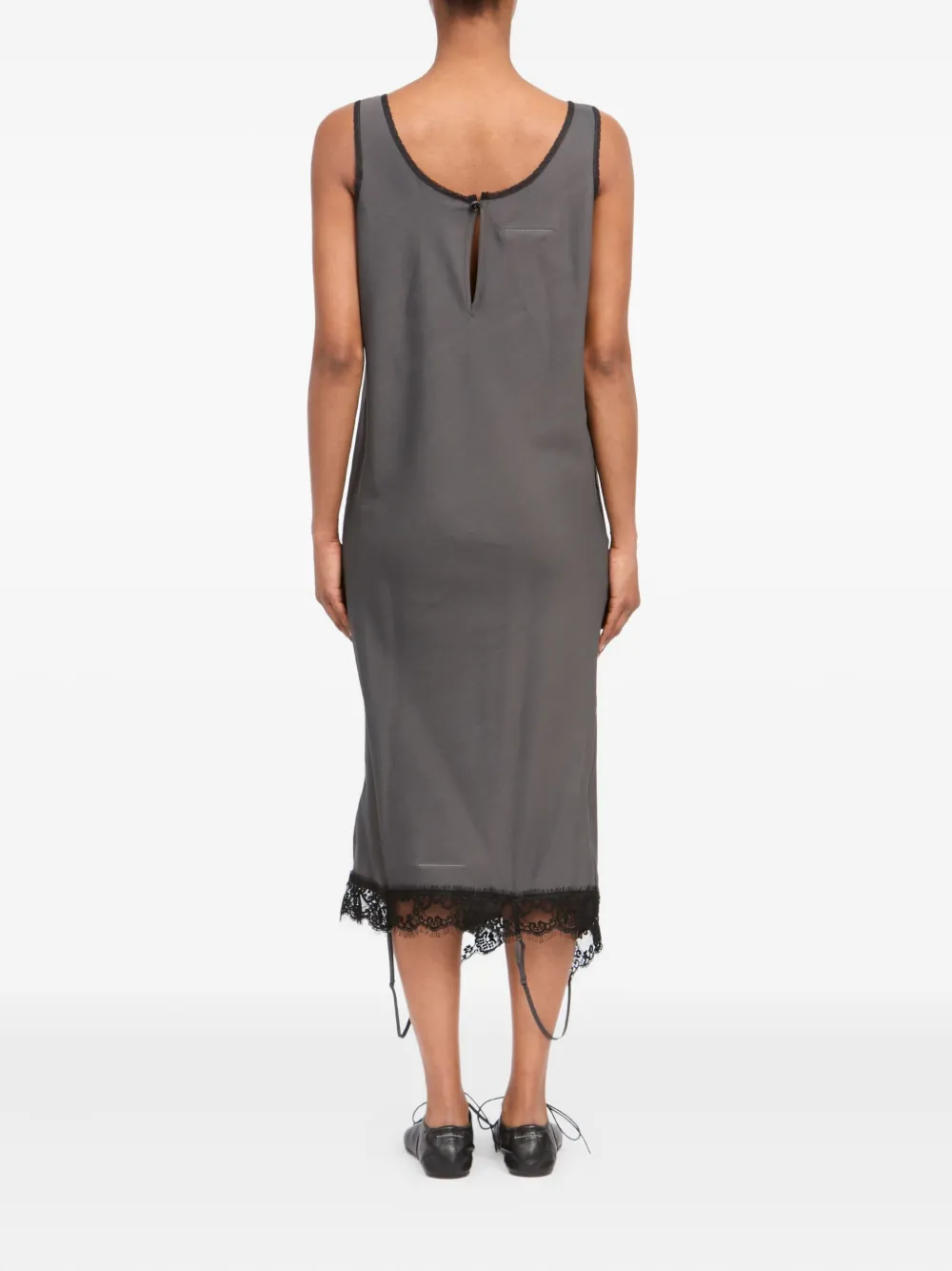 MM6 Maison Margiela Midi-jurk met kanten afwerking Zwart