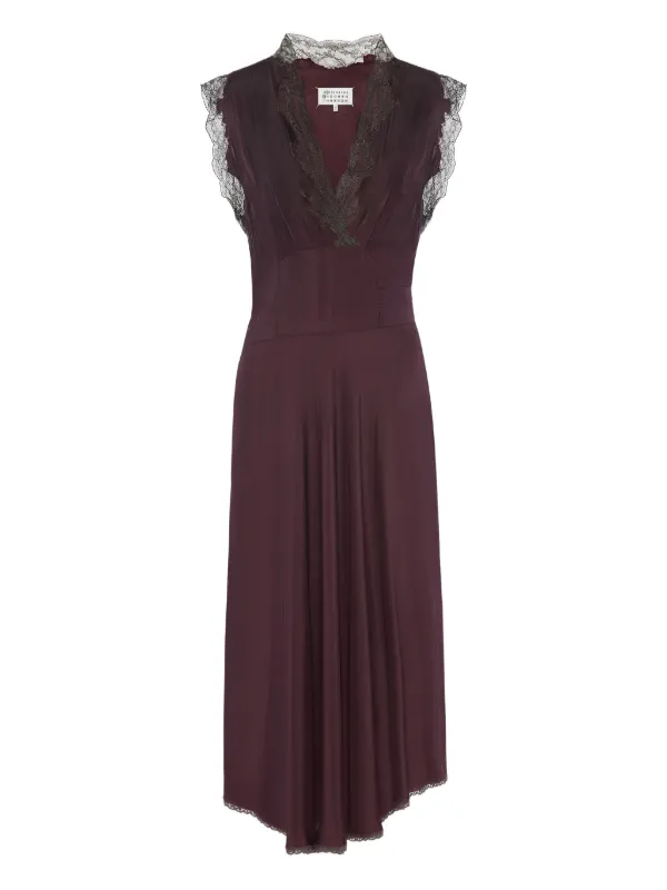 Maison Margiela Silk Midi Dress in Purple