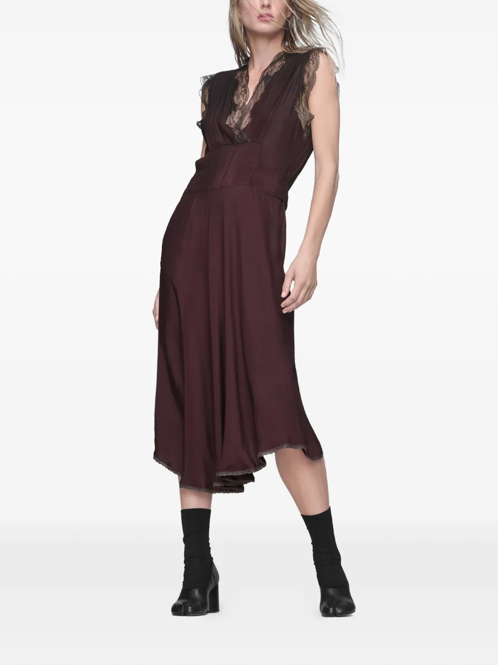 Maison Margiela Zijden midi-jurk Paars