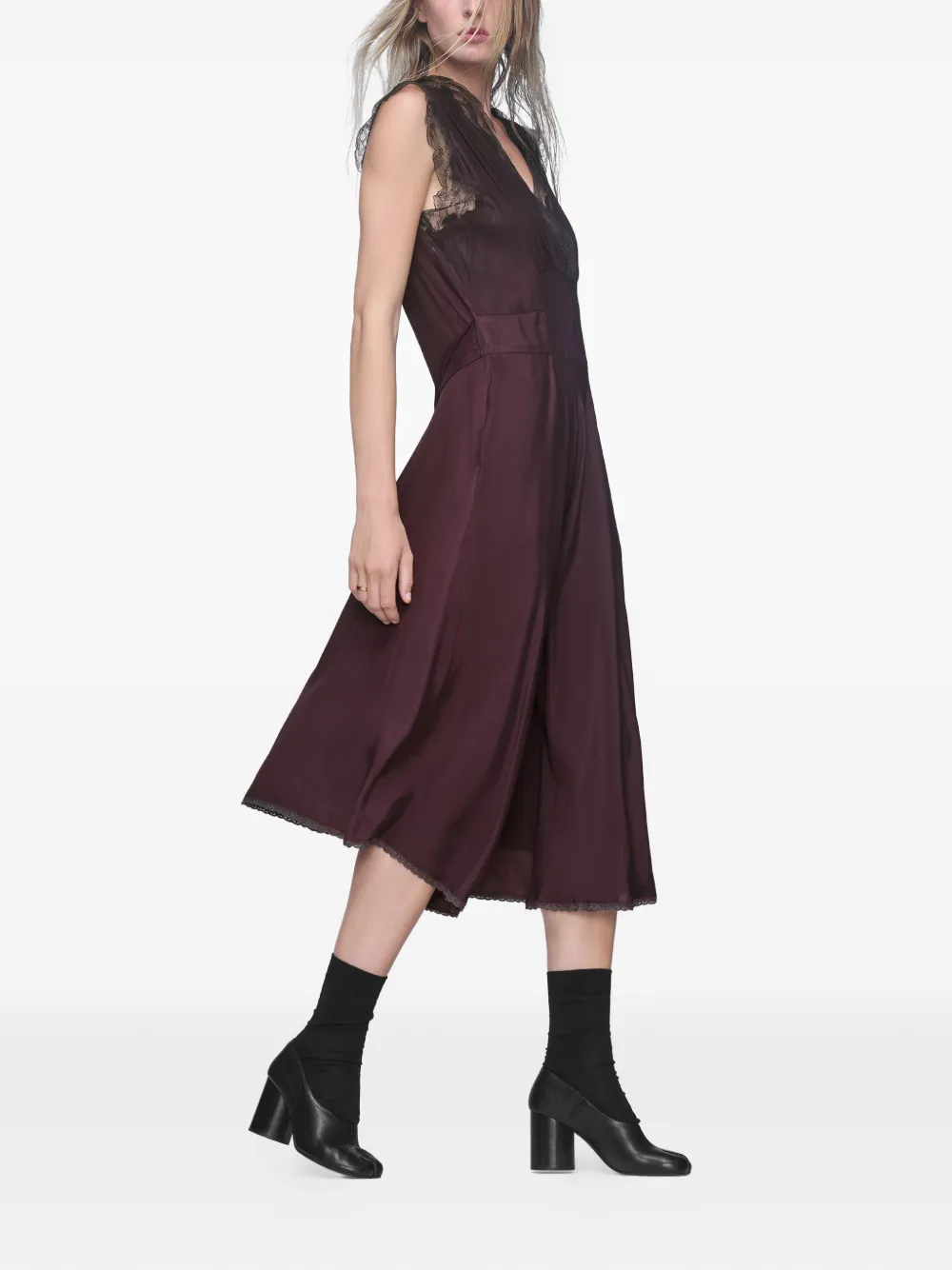 Maison Margiela Zijden midi-jurk Paars
