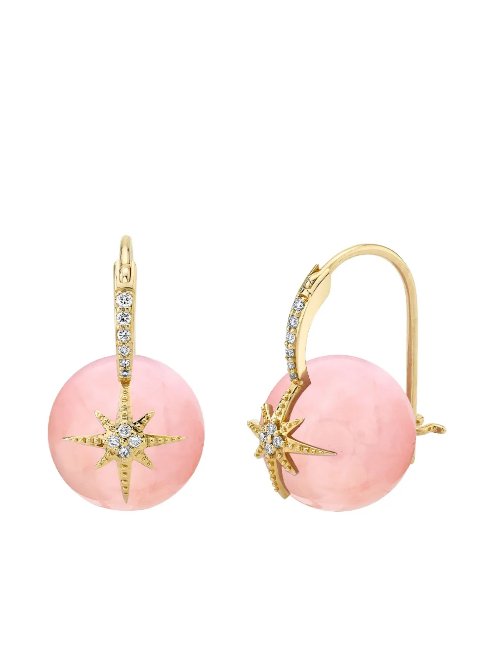 Sydney Evan 14k Yellow Gold Diamond Star Earrings In Gray