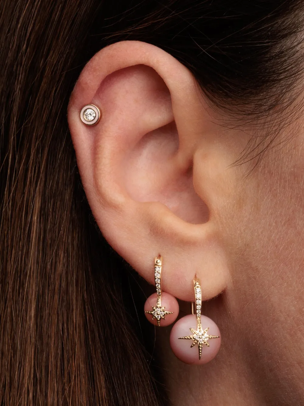 Sydney Evan 14k Yellow Gold Diamond Star Earrings In Gray