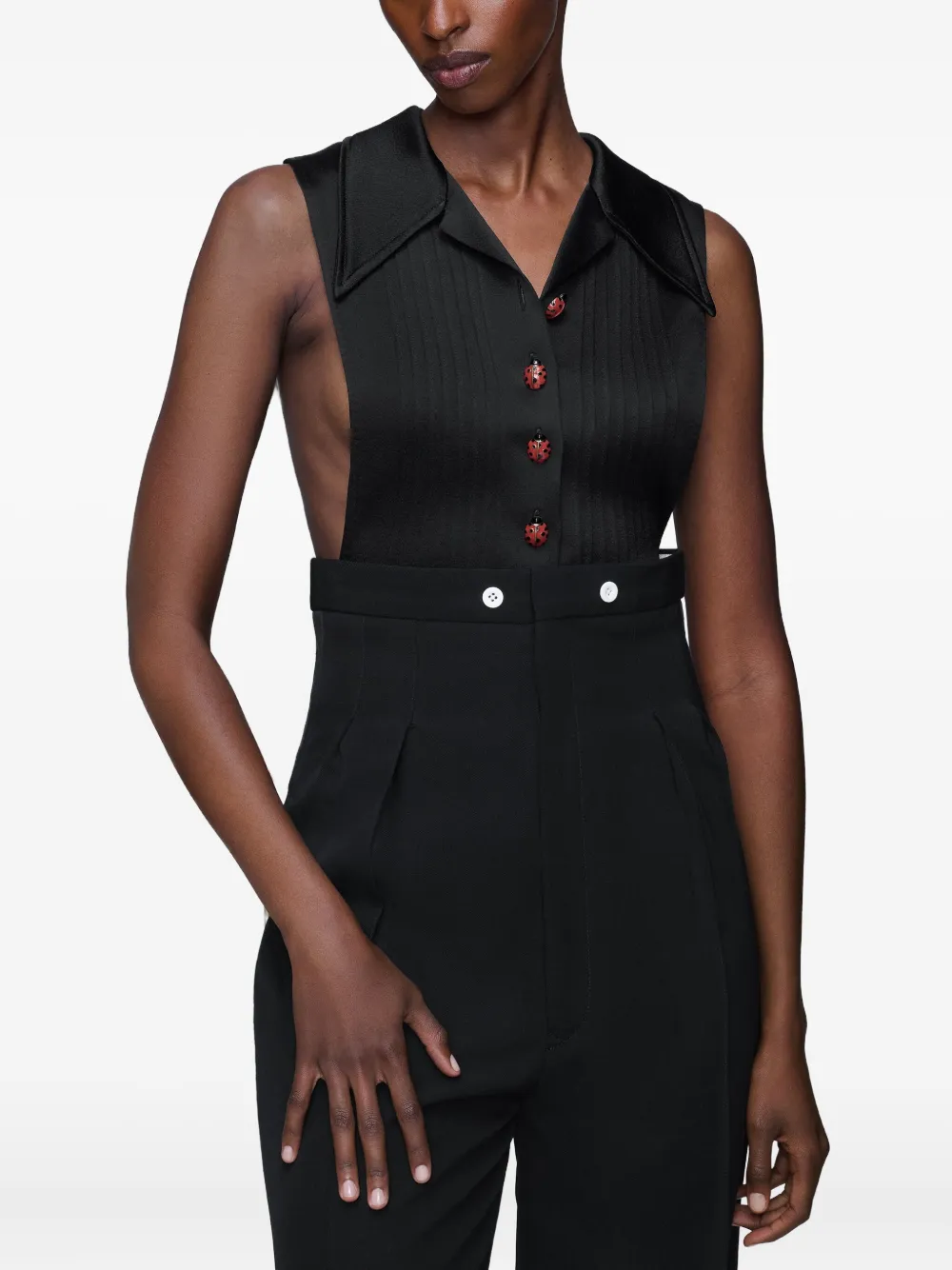 Maison Margiela Ladybug Button T-shirt In Black