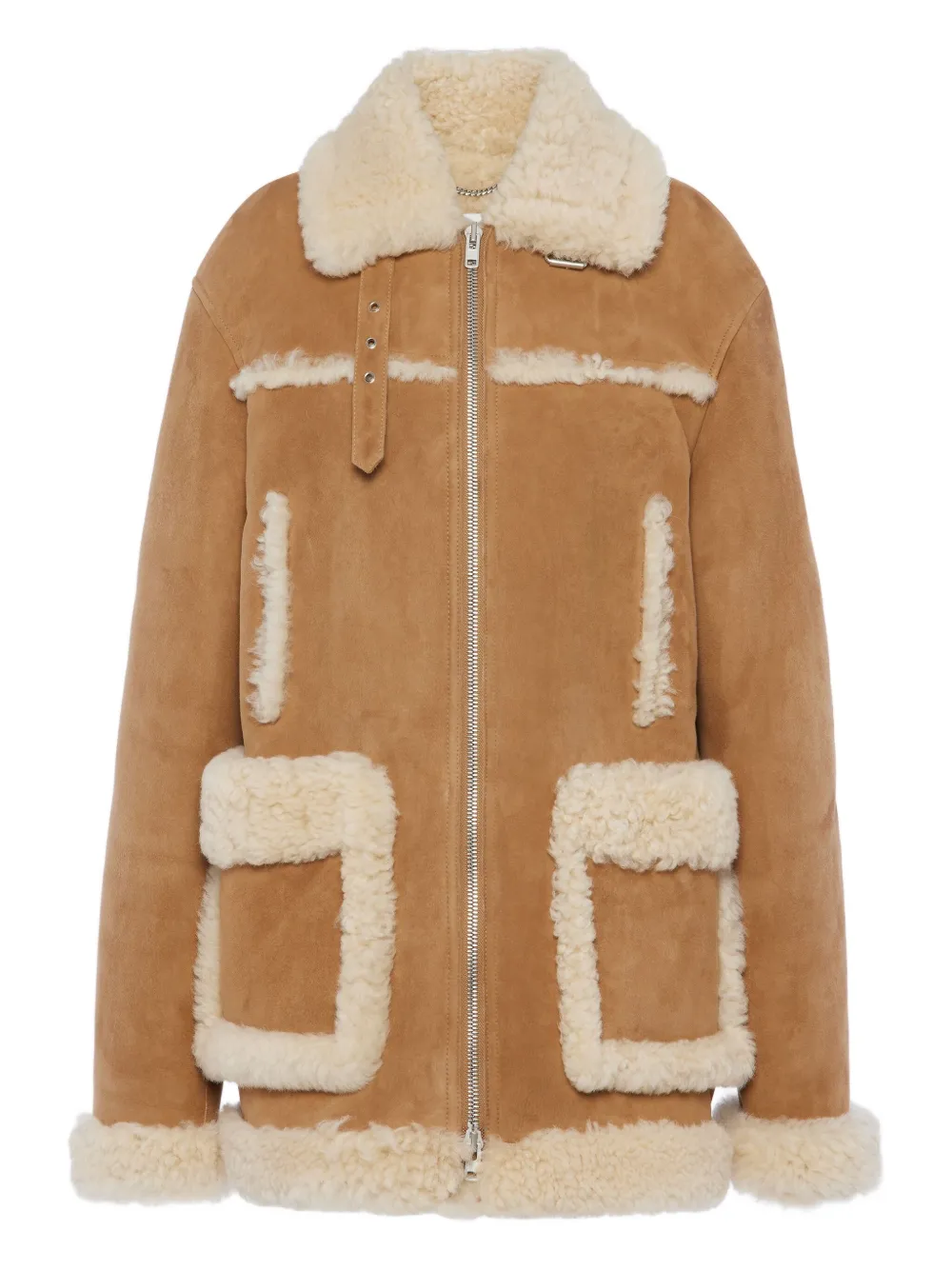 Maison Margiela Shearling-trim Suede Jacket In Brown