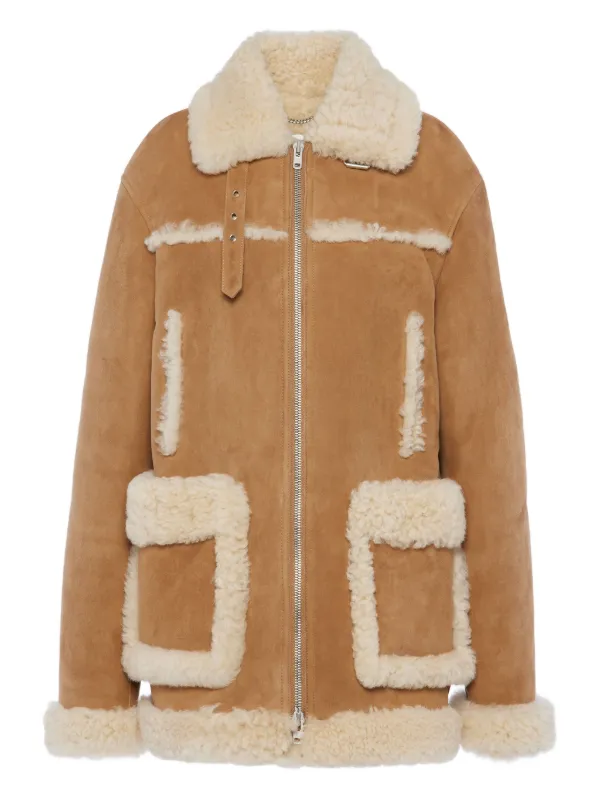 Maison Margiela Shearling-trim Suede Jacket in Brown