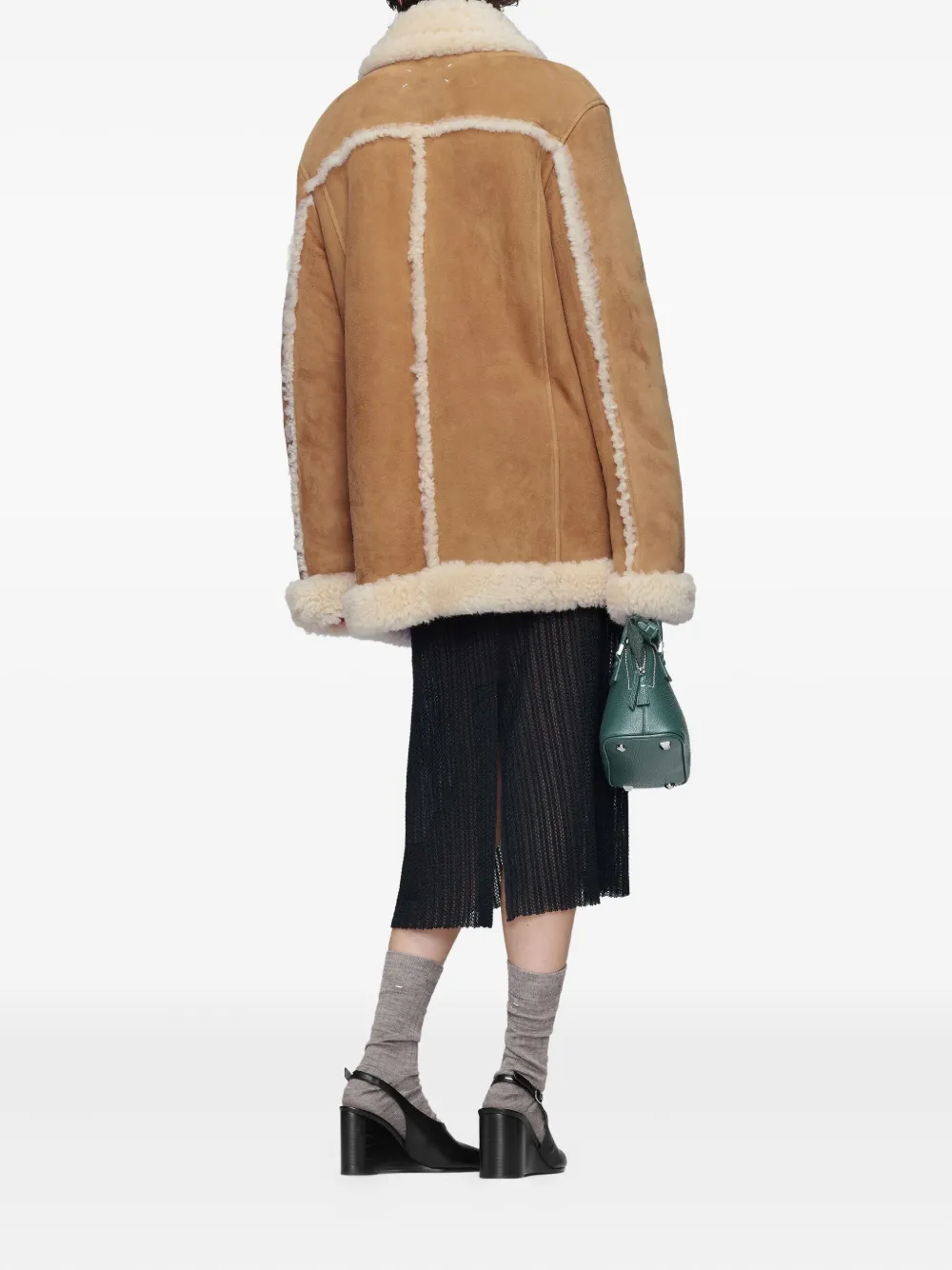 Maison Margiela Shearling-trim Suede Jacket In Brown
