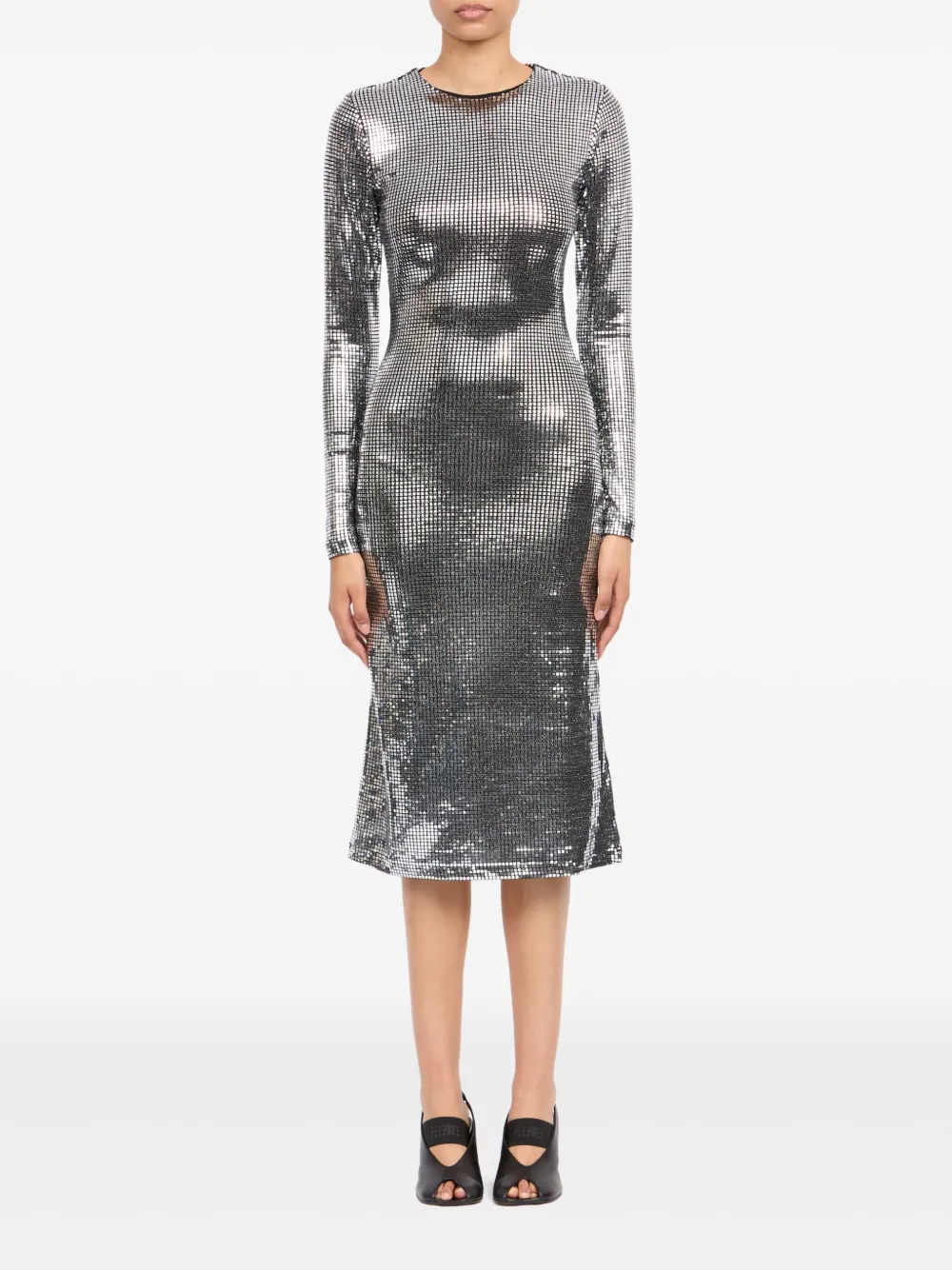 MM6 Maison Margiela Midi-jurk met lange mouwen - Zilver
