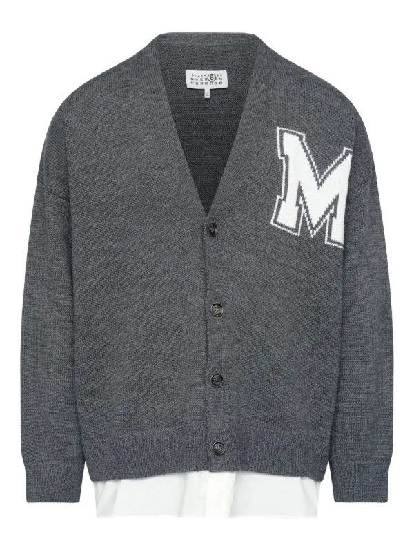 MM6 Maison Margiela Vネック カーディガン | グレー | FARFETCH JP