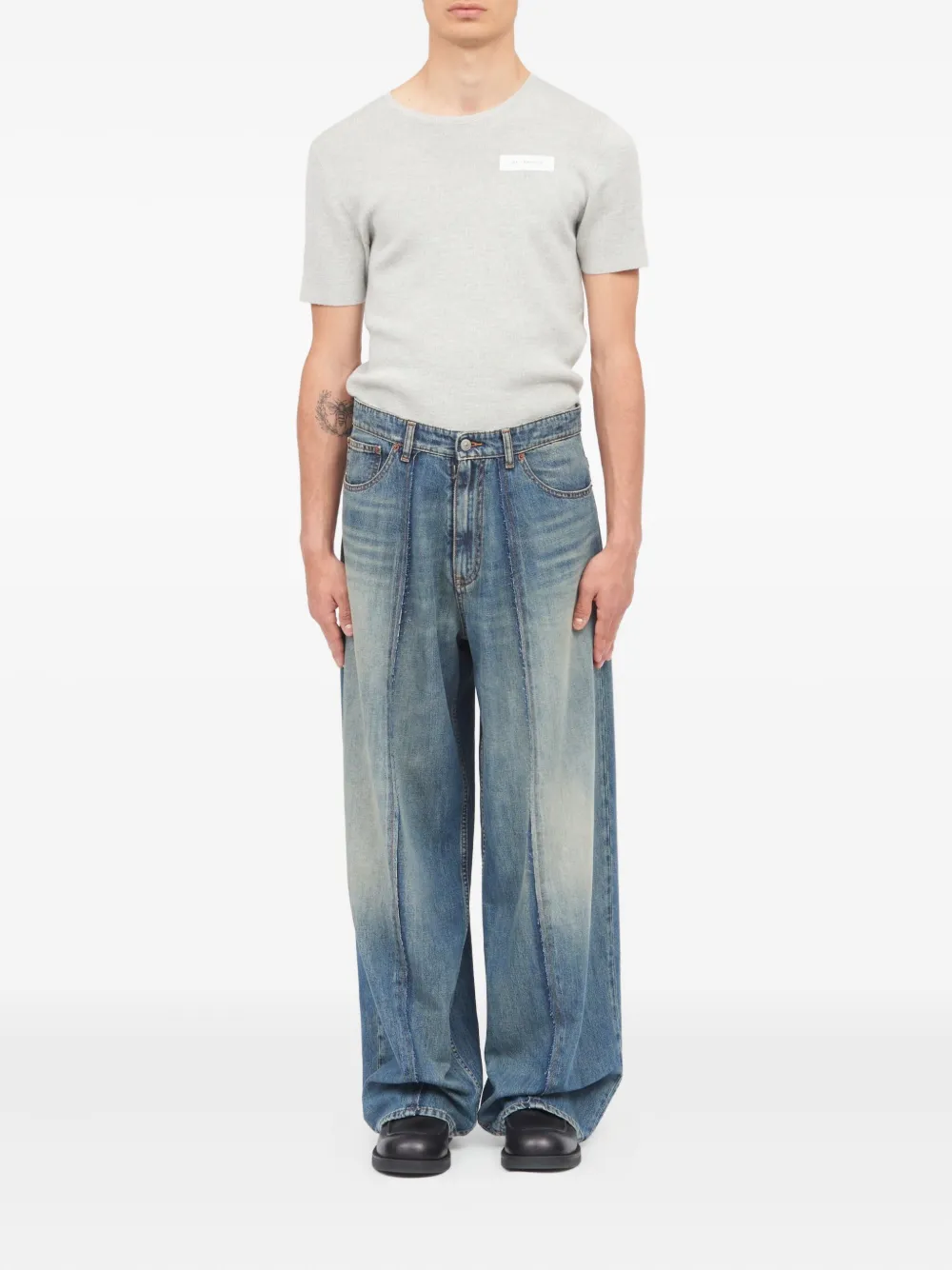 MM6 Maison Margiela Jeans met vlakken - Blauw
