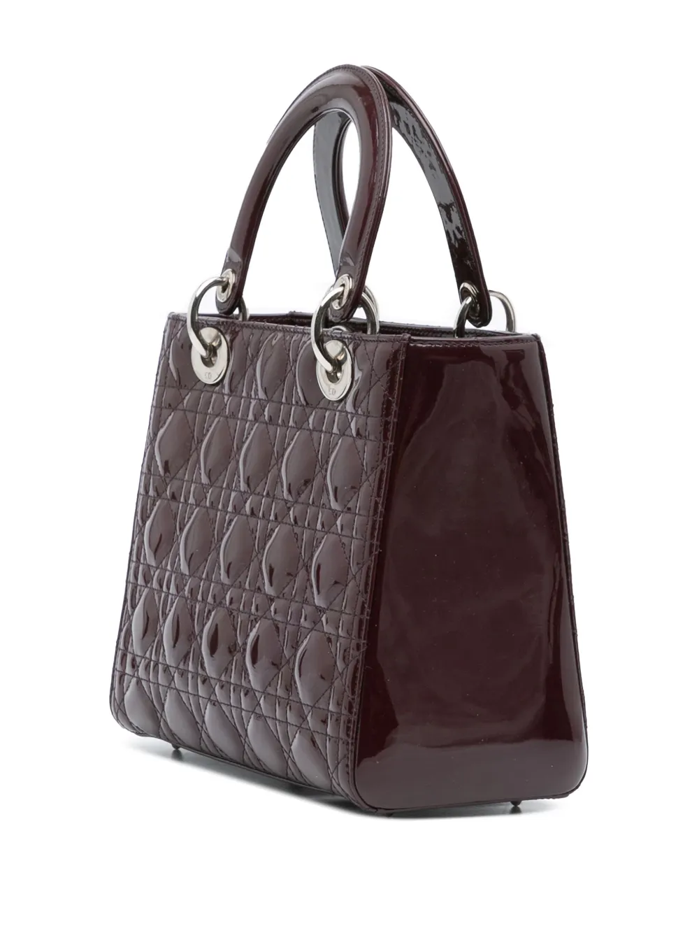 Pre-owned Dior 2011 Medium Patent Cannage Lady Satchel In Purple