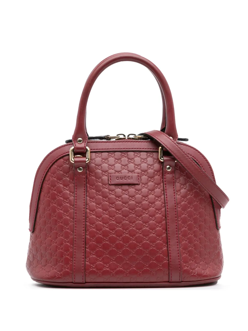 Pre-owned Gucci 2016-2025 Mini Microssima Dome Satchel In Red