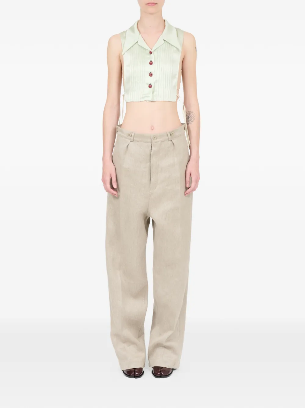 Maison Margiela Spencer met polokraag Groen