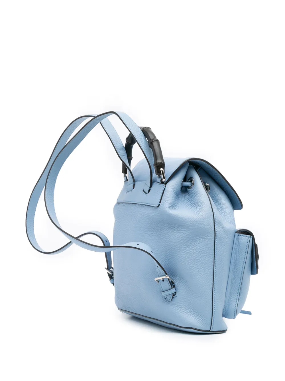 Pre-owned Gucci 2016-2025 Leather Bamboo Tassel Backpack In Blue